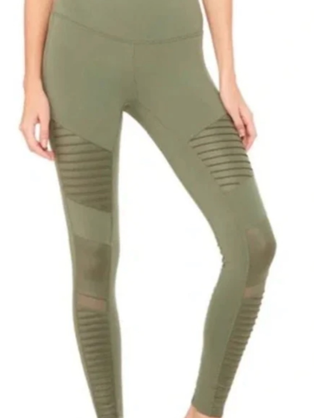 ALO EUC Moto Leggings Dusty Olive Green size M